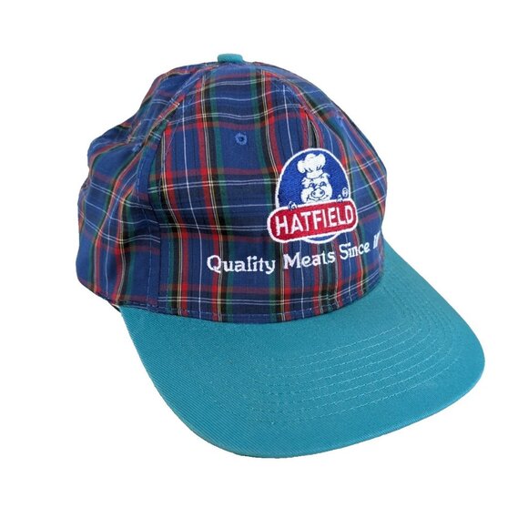 Vintage Hatfield Quality Meats Hat Snapback Plaid Pattern - Picture 1 of 8